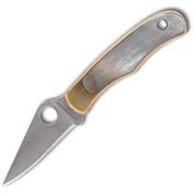 Spyderco 133AP Bug Satin Sandvik Slip Joint Knife Silver Abalone Handle