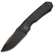 Remette MC25B Rhino Black Stonewash Sandvik Drop Point Button Lock Knife Black Micarta Handle
