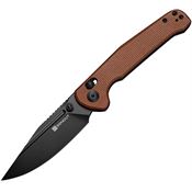 SenCut 250463 Glenspar Black Clip Point Crossbar Lock Knife Brown Micarta Handle