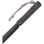 Trivisa TY11BM10 Hydra Black Stonewash Button Lock Knife Black Micarta Handle