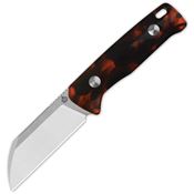 QSP 130BPB1 Baby Penguin Stonewash Satin Sandvik Sheepsfoot Fixed Blade Knife Tortoise Handle