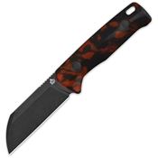 QSP 130BPB2 Baby Penguin Black Stonewash Sanvik Sheepsfoot Fixed Blade Knife Tortoise Handle