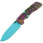 Tenable 1001V9 Kryo Blue Sandvik Drop Point Crossbar Lock Knife Purple Undead Jade Handle
