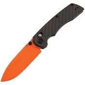 Tenable 1001V12 Kryo Orange Sandvik Drop Point Crossbar Lock Knife Carbon Fiber Handle