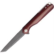 Robeson 112078 Damascus Tanto Linerlock Knife Damascus Red Bone Handle