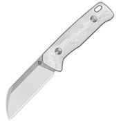QSP 130BPD1 Baby Penguin Stonewash Satin Sandvik Sheepsfoot Fixed Blade Knife Aluminum G10 Handle