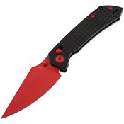 Tenable 1034V10 Fenrir Red Nitro-V Harpoon Button Lock Knife Black Aluminum Handle