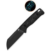 QSP 130BPF2 Baby Penguin Black Sandvik Sheepsfoot Fixed Blade Knife Blue Glow in The Dark Handle