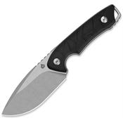 QSP 169A1 Tiny TOT Stonewash Drop Point Fixed Blade Knife Black G10 Handle