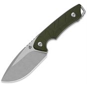 QSP 169B1 Tiny TOT Stonewash Drop Point Fixed Blade Knife OD Green G10 Handle