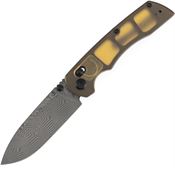 Tenable 1001V10 Kryo Damascus Drop Point Crossbar Lock Knife Amber PEI Handle
