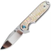 QSP 168A Nebula Mirror Sanvik Clip Point Linerlock Knife Mother Of Pearl Handle