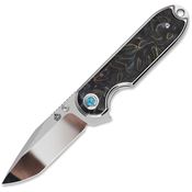 QSP 168E Nebula Mirror Sandvik Clip Point Linerlock Knife Brass Copper Resin Handle