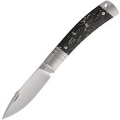 Rike KD01GRNCF Satin Bohler Slip Joint Knife Black Green Carbon Fiber Handle