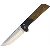 North Mountain Blade 2407PEI5 Chop 2 Copper Forge Tanto Button Lock Knife Amber PEI Handle