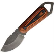 Shed 26SKSO 2026 Skur Stonewash Drop Point Fixed Blade Knife Orange and Black G10 Handle
