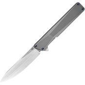 Oknife AIONTI AION Brsuhed Bohler Drop Point Linerlock Knife Gray Titanium Handle