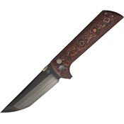 North Mountain Blade 2406ORCFD Chop 2 Black Tanto Button Lock Knife Blank and Orange Carbo Fiber Handle