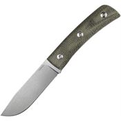 Straight Line 8BSGC Buster Stonewash Bohler Fixed Blade Knife Green Micarta Handle