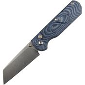 Straight Line 8RXDC Rox Stonewash Bohler Reverse Tanto Button Lock Knife Denim Micarta Handle