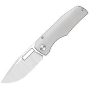 Vero Engineering NOMINB Nova Satin Bohler Drop Point Mini Framelock Knife Raw Titanium Handle