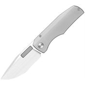 Vero Engineering NOMINH Nova Satin Bohler Drop Point Mini Framelock Knife Raw Titanium Handle