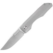 Vero Engineering VITBSS Impulse Satin Bohler Drop Point Thin Framelock Knife Stonewash Titanium Handle