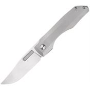 Vero Engineering VITHSS Impulse Satin Bohler Drop Point Thin Framelock Knife Stonewash Titanium Handle