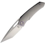 Poikilo Blade TEROS1 Tero Bohler Tanto Linerlock Knife Gray Titanium Handle