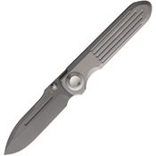 Terrain 365 10528 Invictus Spear Point Button Lock Knife Gray Titanium Handle