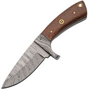 Damascus 1424 Fixed Blade Knife Brown Micarta