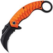 ElitEdge 10A130OR Assist Open Karambit Linerlock Knife Org