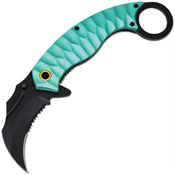ElitEdge 10A130TQ Assist Open Karambit Linerlock Knife Teal