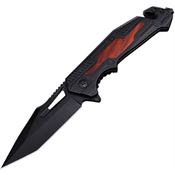 ElitEdge 10A117BKWD Rescue Linerlock Knife Assist Open Black/Wd