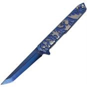 ElitEdge 10A134BL Linerlock Knife Assist Open Dragon Blue