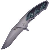 Frost 15284B Tac Linerlock Knife Green Wood