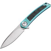 Dreamtech 4288BL Button Lock Knife Ti/CF Teal