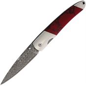 Santa Fe Stoneworks DJS70BB Damascus Linerlock Knife Blood Stone